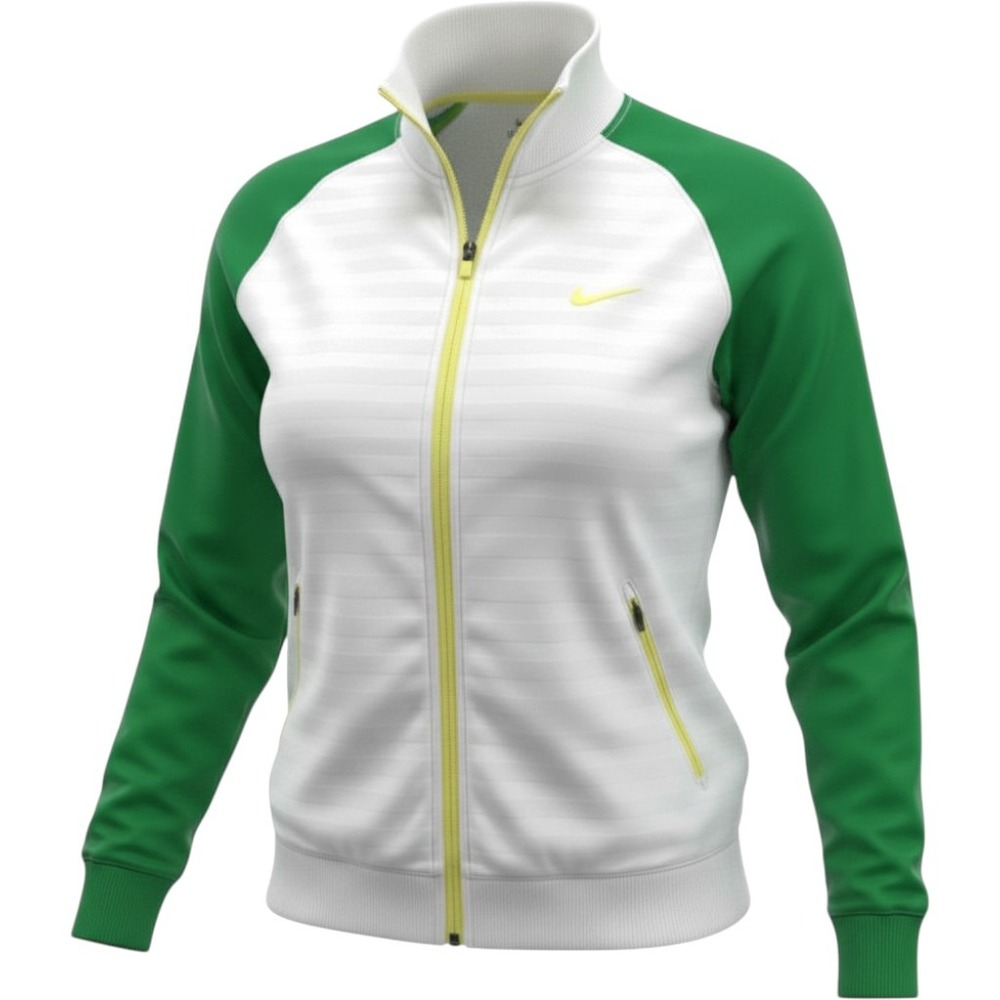 Nike Women Colorblock Track Jacket White Green Yellow Size L Full Zip Sporty